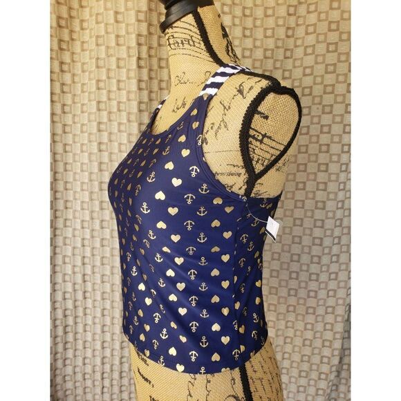 Girls Swimwear Nautical Tankini Anchor Heart Swimwear Top Large - Picture 3 of 5